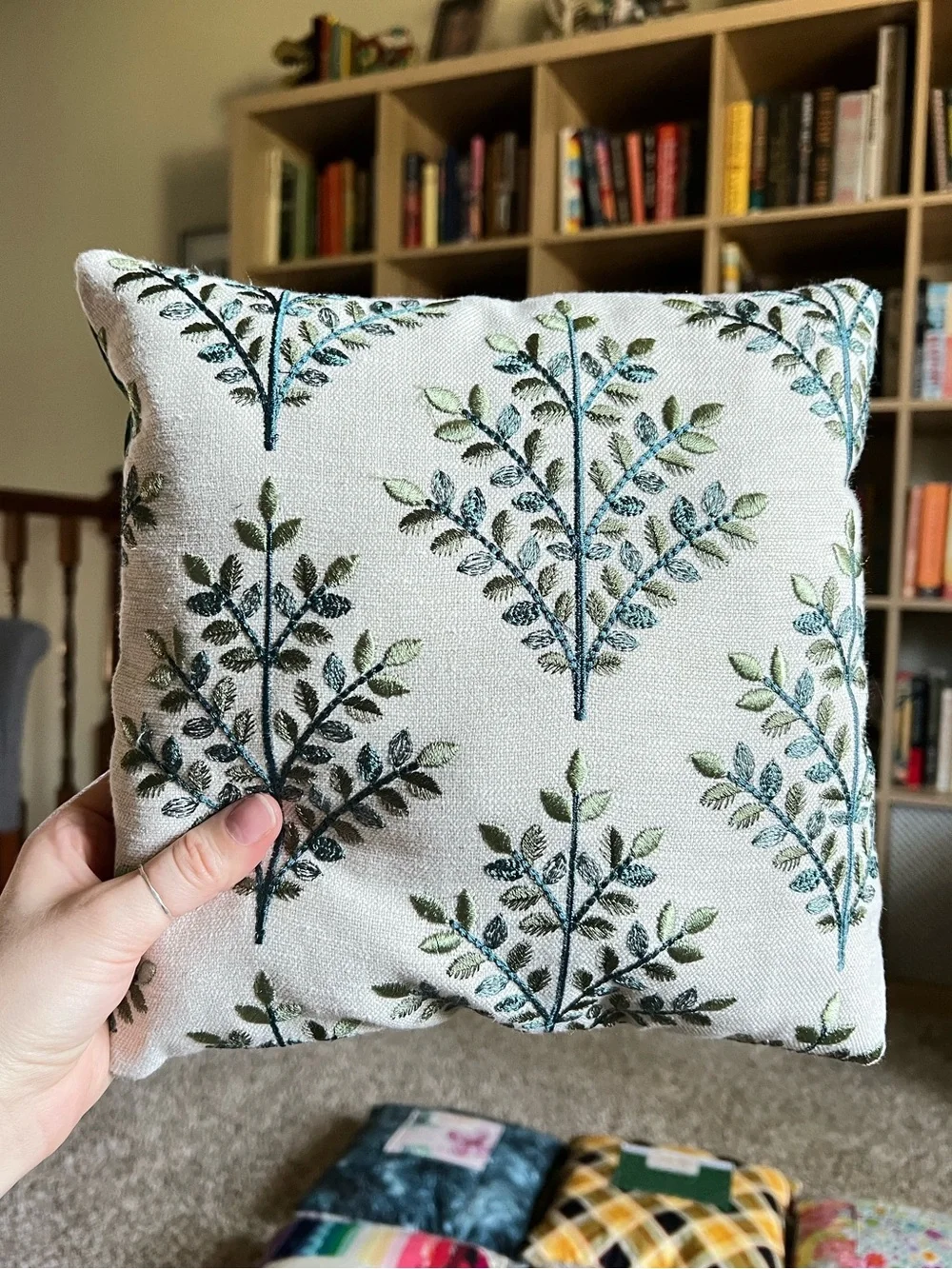 Tooth Fairy Pillow - Designer Fabrics Green Ferns and Polkadots